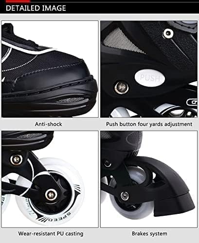 Skatingzone's 4 Wheels Adjustable Inline Skates Skating Shoes for Boys Kids Girls Skating Shoe Adjustable Roller Blades Age 6 to 15 Years