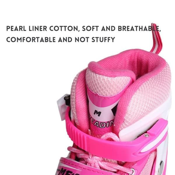 Skatingzone's 4 Wheels Adjustable Inline Skates Skating Shoes for Boys Kids Girls Skating Shoe Adjustable Roller Blades Age 6 to 15 Years