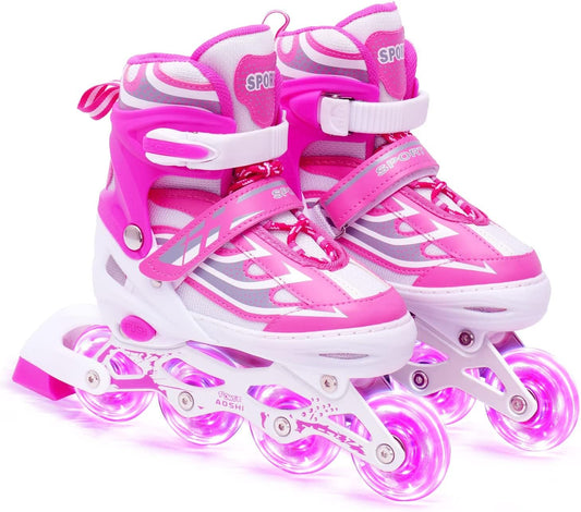 Skatingzone's  4 Wheels Adjustable Inline Skates Skating Shoes for Boys Kids Girls Skating Shoe Adjustable Roller Blades Age 6 to 15 Years