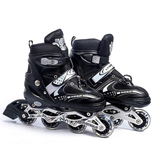 Skatingzone's 4 Wheels Adjustable Inline Skates Skating Shoes for Boys Kids Girls Skating Shoe Adjustable Roller Blades Age 6 to 15 Years